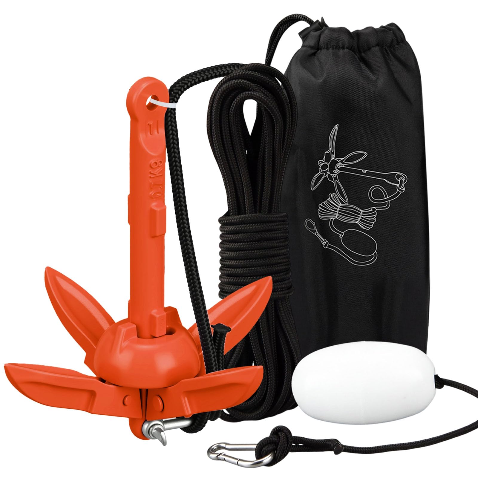 MorningRo Folding Grapnel Anchor Kit, Kayak 40ft Rope