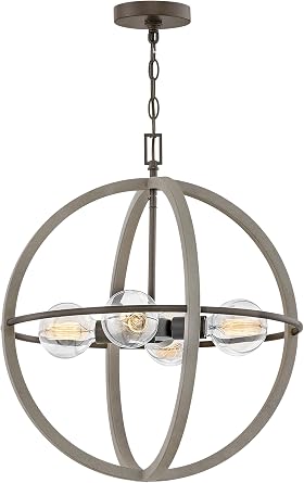 Hinkley Bodie Collection Four Light Small Orb Chandelier, Dark Cement
