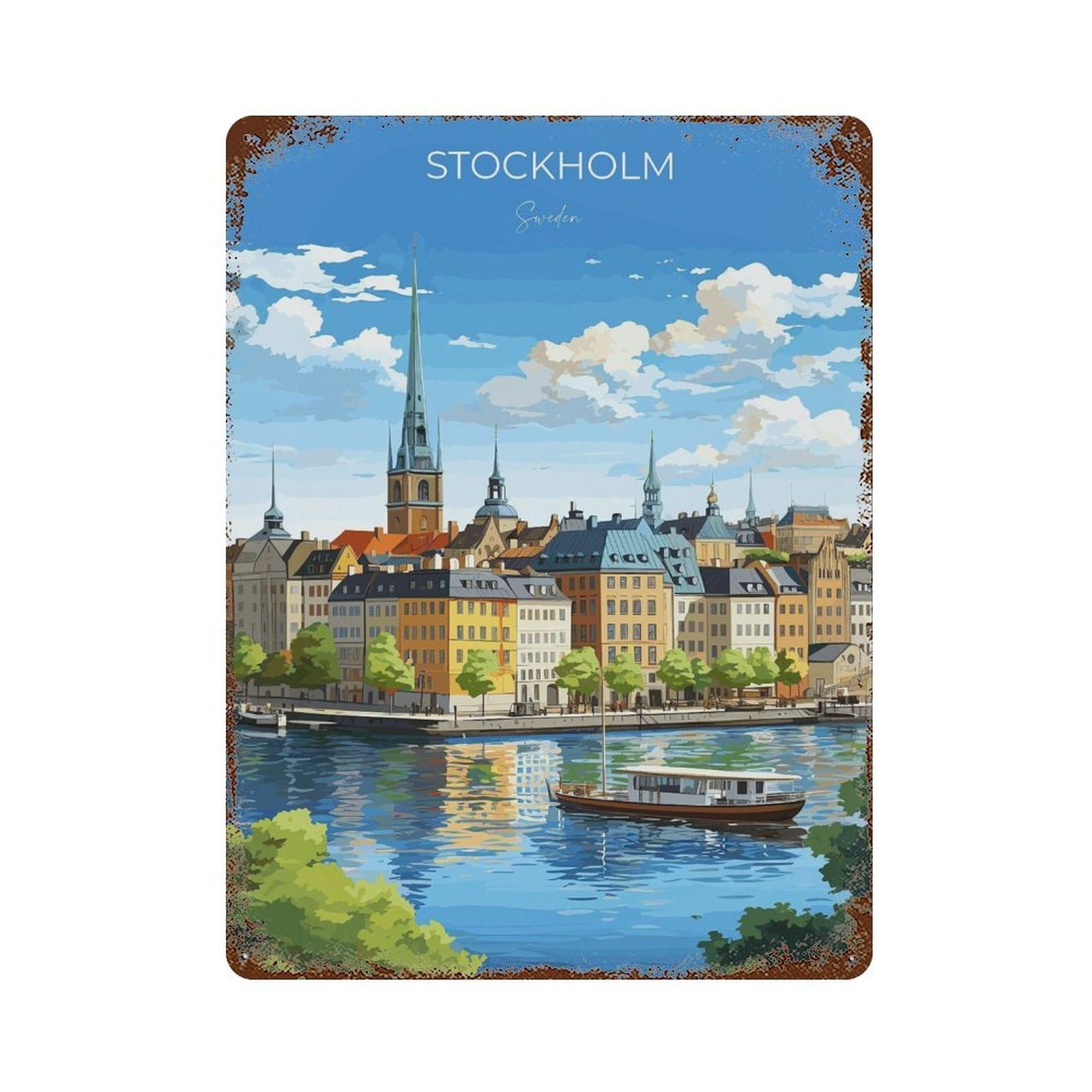 xiaoxiaoshen Stockholm Travel of Sweden Gift (2) Wall Decor Art Metal Tin Poster Modern Home Decor Art Home Bar Shop Decorations Vintage Sign 40x30cm
