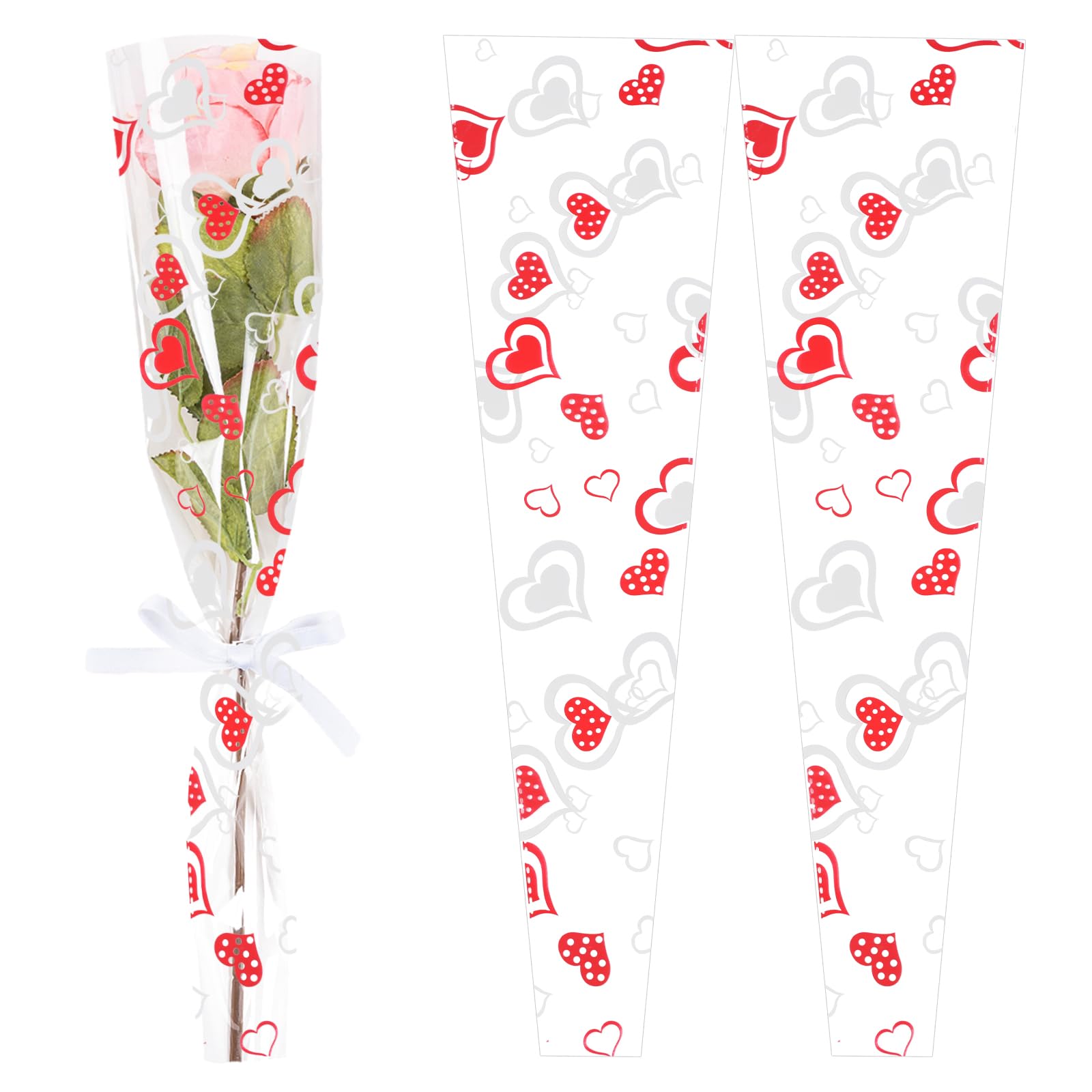 10pcs Single Rose Sleeves Flower Wrapping Bag Bouquet Packaging Bags Clear Cellophane Floral Wrappers For Valentine S Day