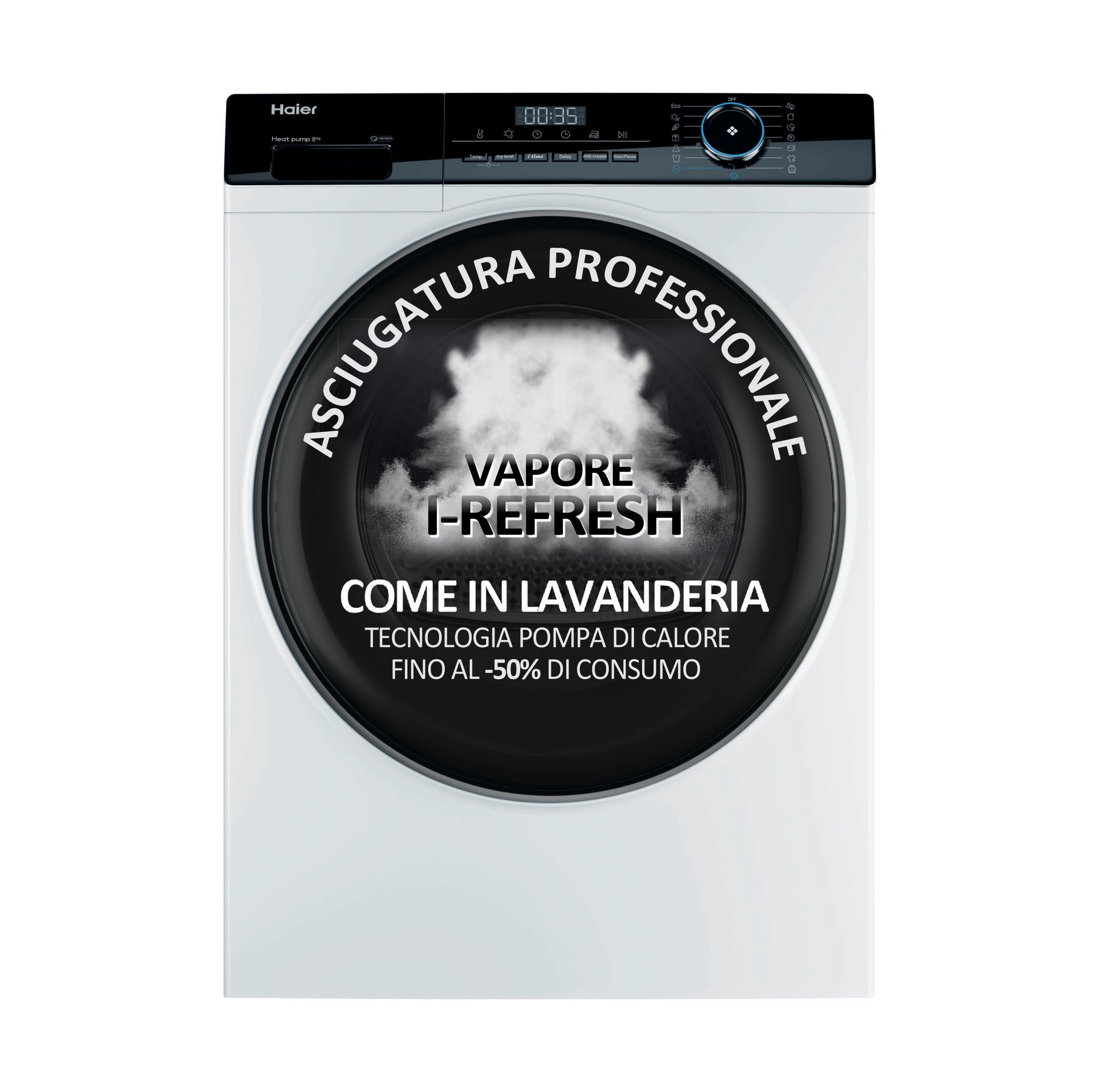 Haier I-Pro Serie 3, secadora 9 kg, instalación libre, clase A ++, vapor, inicio retrasado, I-Time, blanco, 85 x 59,5 x 66,5 cm – HD80-A2939-S