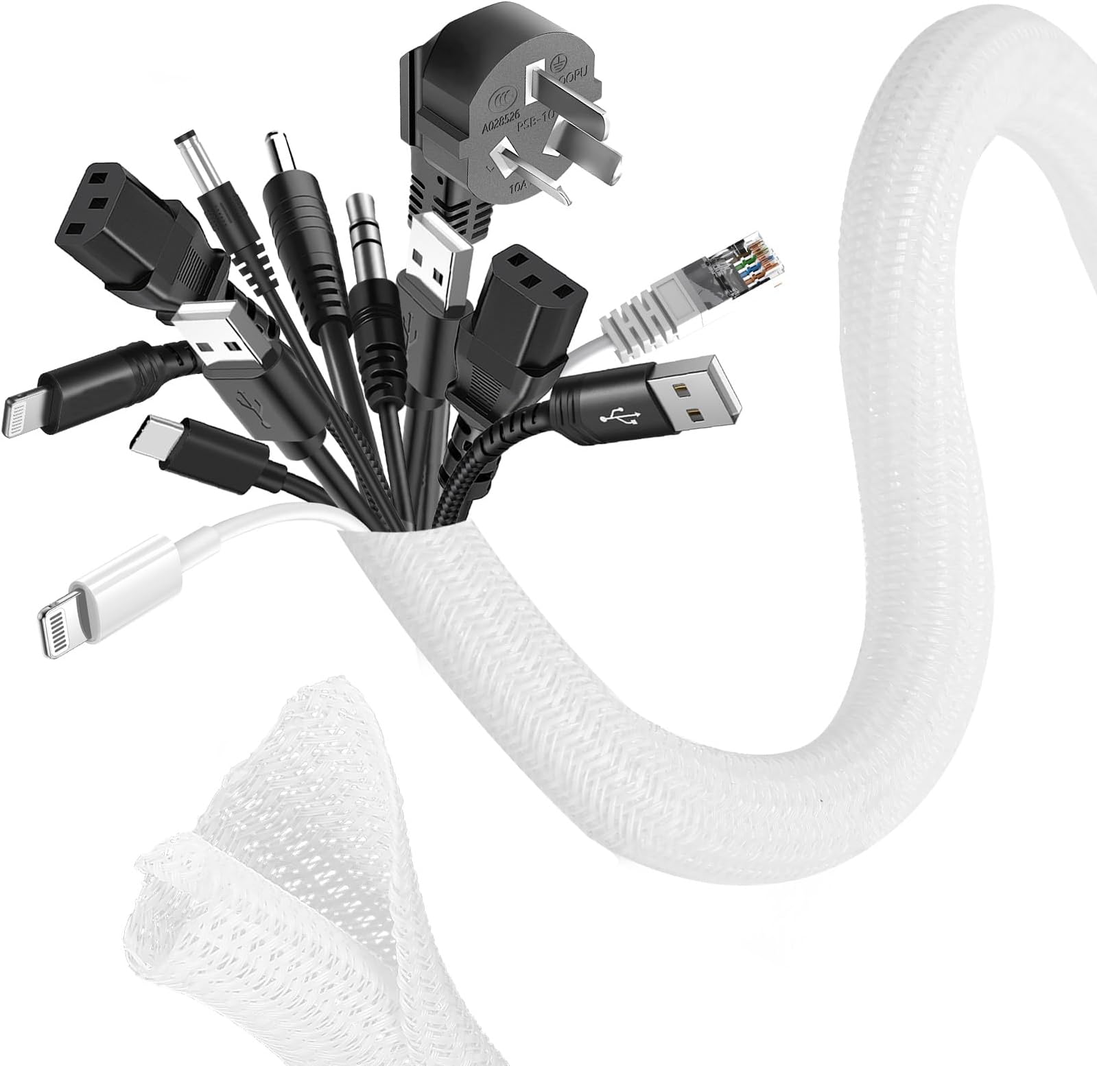 Spirale Avvolgi Cavo - Organizza Cavi In Modo Ordinato (180 Cm, Bianco) - Foto 7