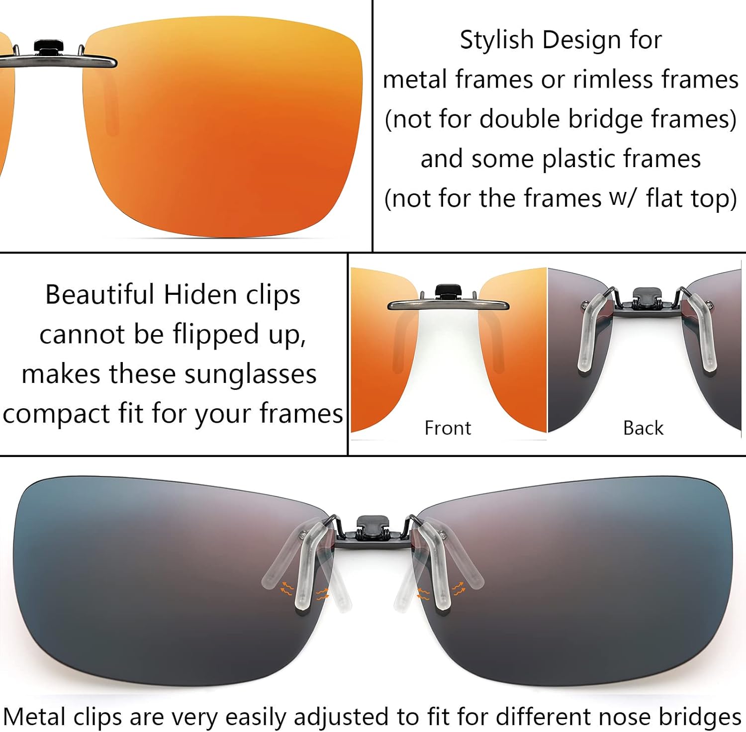 Polarized Clip On Sunglasses Over Prescription Glasses Men Women Compact Fit Non-Flip Up - Image 3