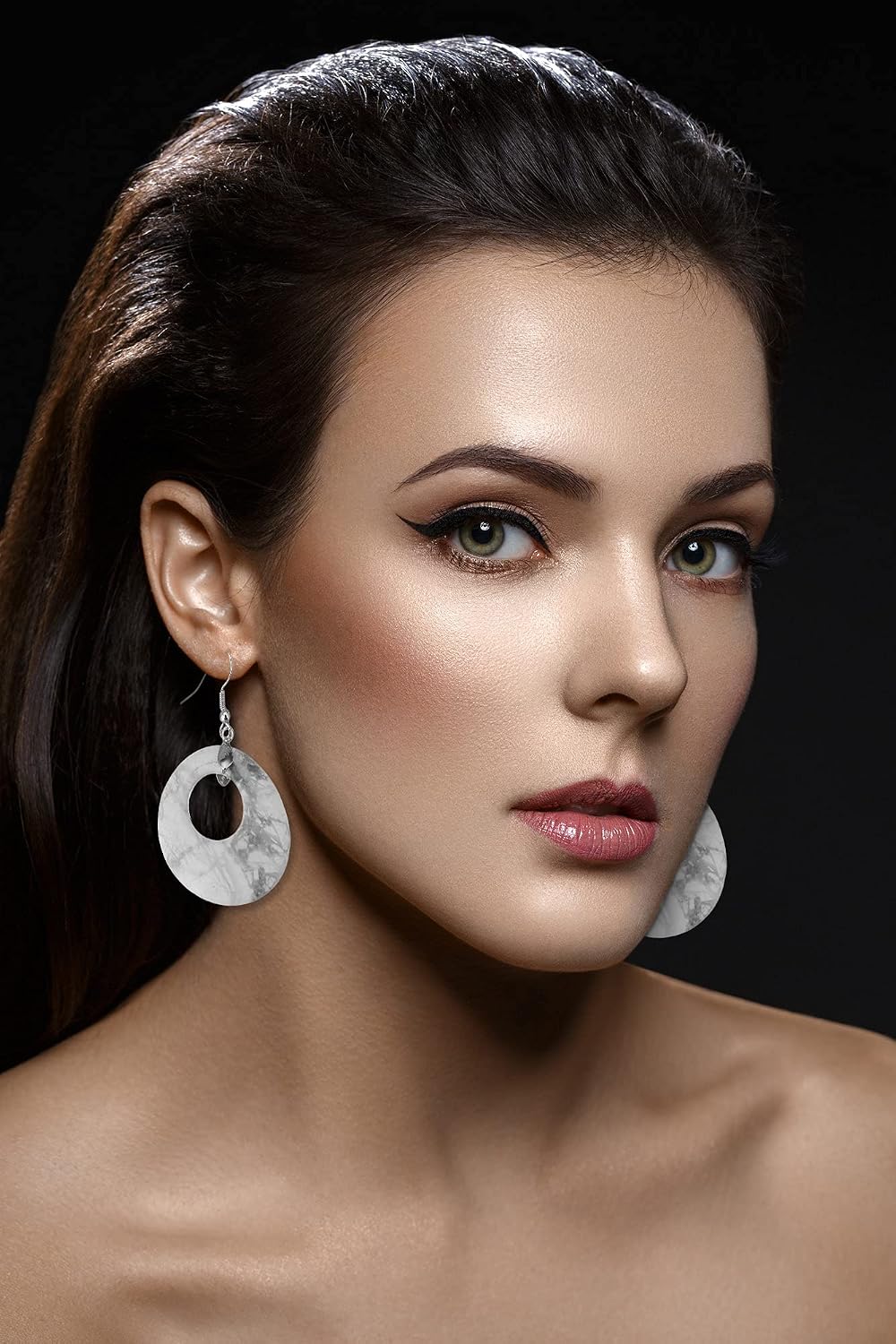 IDB Natural Gemstone Colorful Unity Dangling Earrings - Perfect for Complete and Eternal Love - Approx 2 inchDiameter