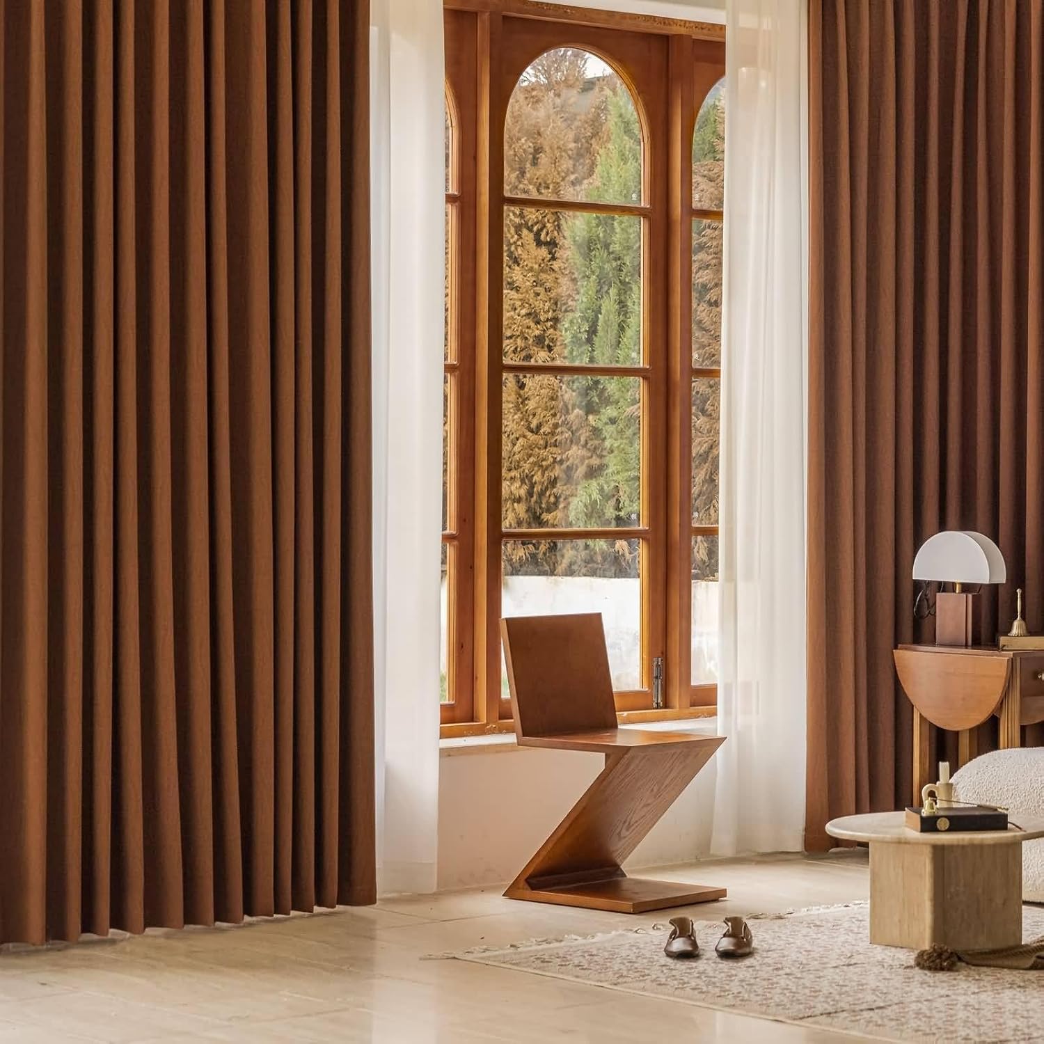 Thermal Blackout Curtain, Caramel Room Darkening Grommets Blackout Curtains for Window Treatment Living Room/Kitchen 42W x 45L inch