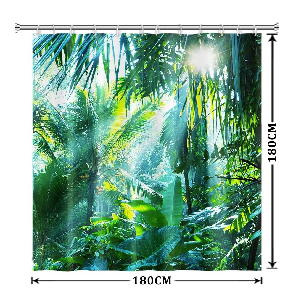 Uiiooazy Cortina de Ducha de Hoja Eucalipto, Cortinas de Ducha Verde Oro Abstracto Planta Cortinas de Baño Antimoho Impermeable Lavable Tejido de Poliéster Cortina Ducha con Ganchos 90x180cm — view 326