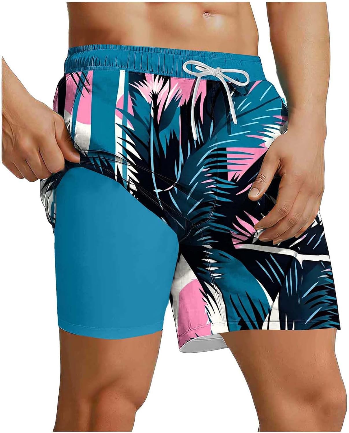 Men's Swimwear Elastic Waist Drawstring Quick Dry | Vacation Beach Hawaiian Shorts Swim Trunks Pocket Lining