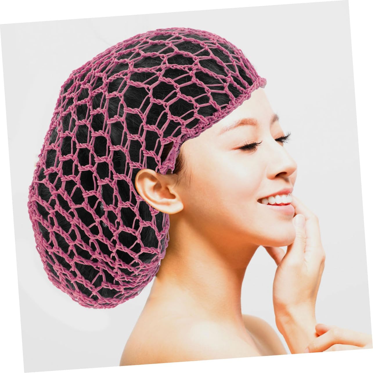 4pcs Soft Crocheted Hairnets for Women Men Elastic Mesh Sleep Caps for Long Short Curly Hair Handmade Hair Covers Pink Khaki Black and Light Blue