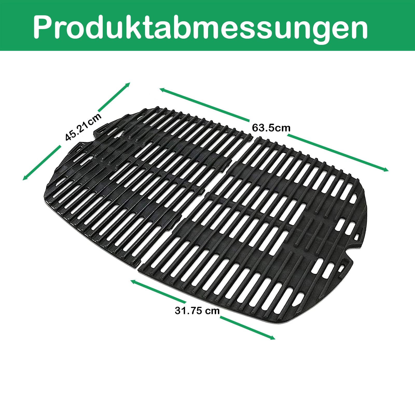 WELL GRILL Żeliwny ruszt do grillowania 7646, części zamienne do Weber Q300, Q320, Q3000, Q3200, seria grilla gazowego, ruszt żeliwny 45 cm, ruszt żeliwny do Weber 7584 586002 57060001, 2 sztuki