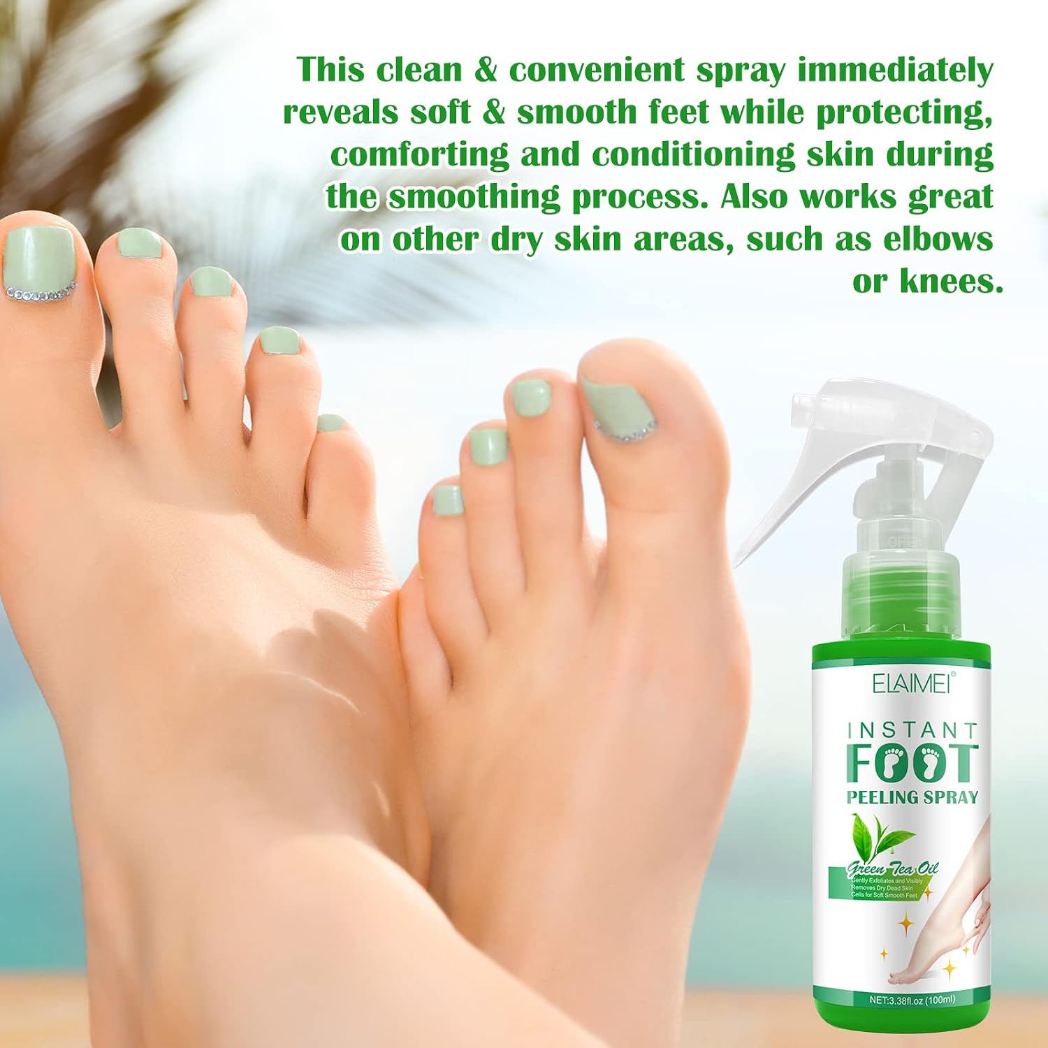 Green Tea Hydrating Foot Peel Spray - Removes Dead Skin in Seconds
