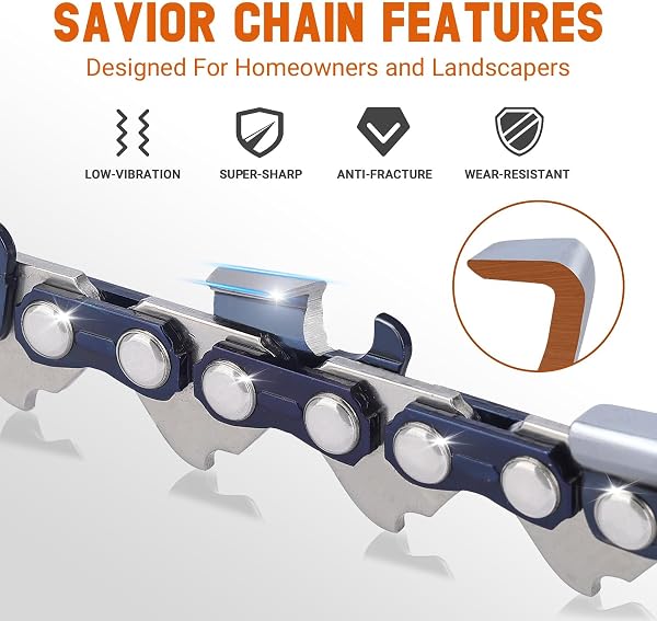 Savior 3-Pack Chainsaw Chain for 20 Inch (50cm) Bar, .058" Gauge .325" Pitch 76 Links, Compatible with Hyundai HYC6200X, Parker and More - 2
