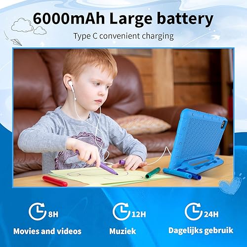 Miniatura 5 de Tableta para niños, tableta de 10 pulgadas para niños, Android 13, tableta de 6 (2+4) GB de RAM de 64 GB de ROM con Bluetooth, WiFi, GMS, control