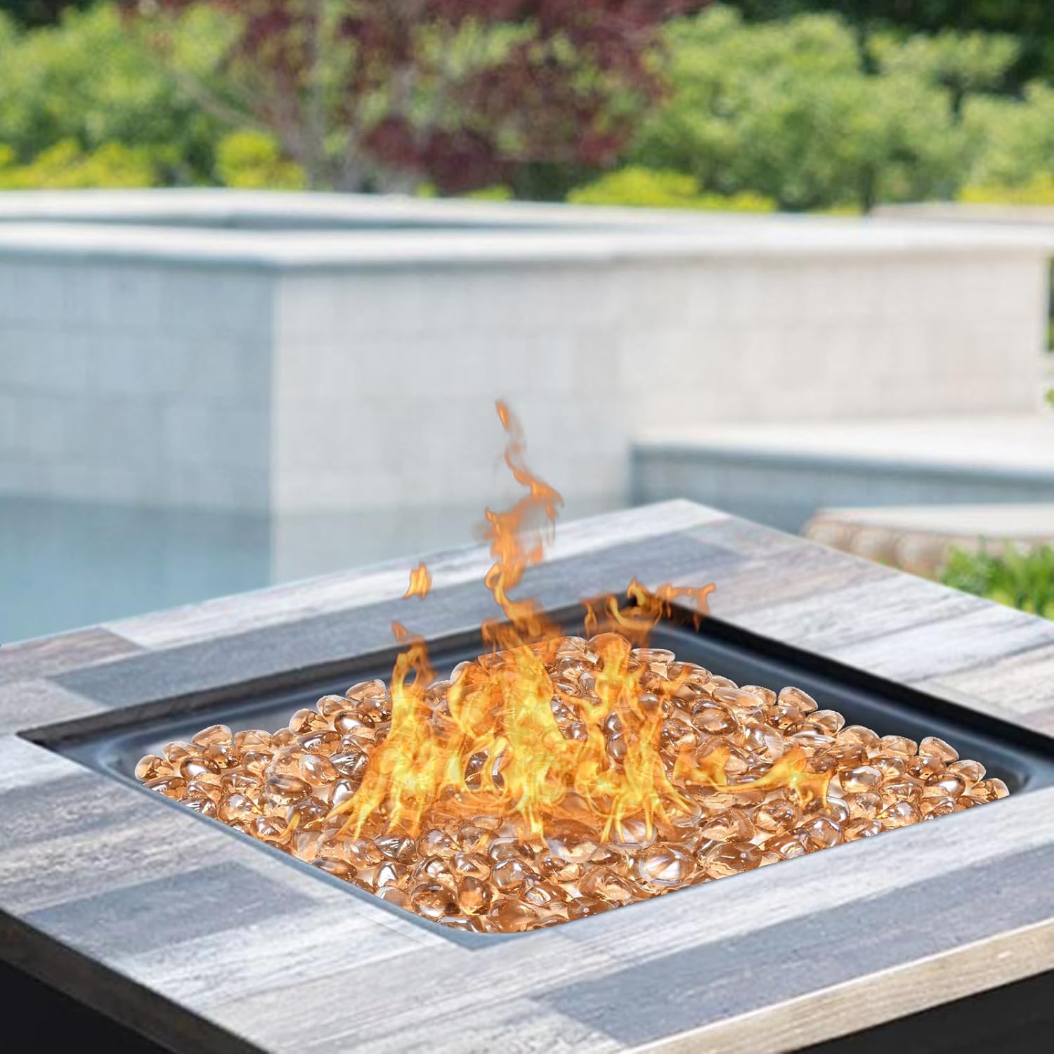 GasSaf Diamonds Fire Glass for Gas or Propane Fire Pit Fireplace & Landscaping 20-Pound 1 inch (Pink Luster)