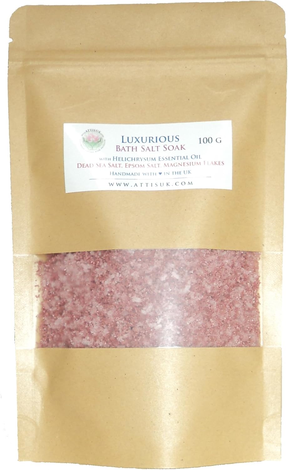 ATTIS Luxurious Bath Salt Soak with Helichrysum Essential Oil, Dead Sea Salt, Magnesium Flakes, Epsom Salt | Vegan | Hand Made | Relaxing | Refreshing | Calming | Rejuvenating (26.45oz)