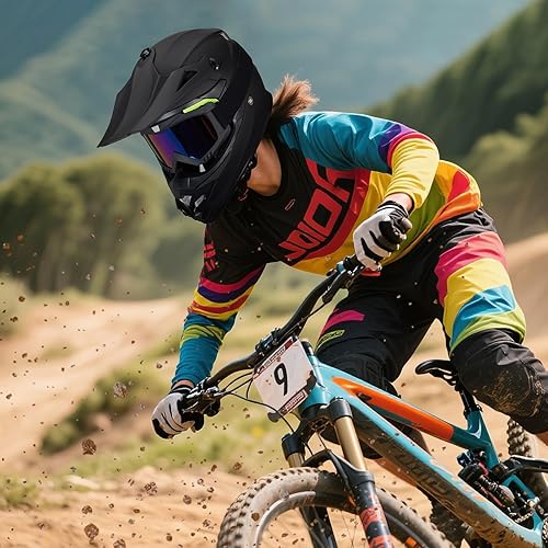 Miniatura 4 de Casco de Bicicleta de Tierra para Jóvenes Niños para Niños y Niñas, F001 Casco de Motocicleta de Cara Completa para Todoterreno ATV Conducción en