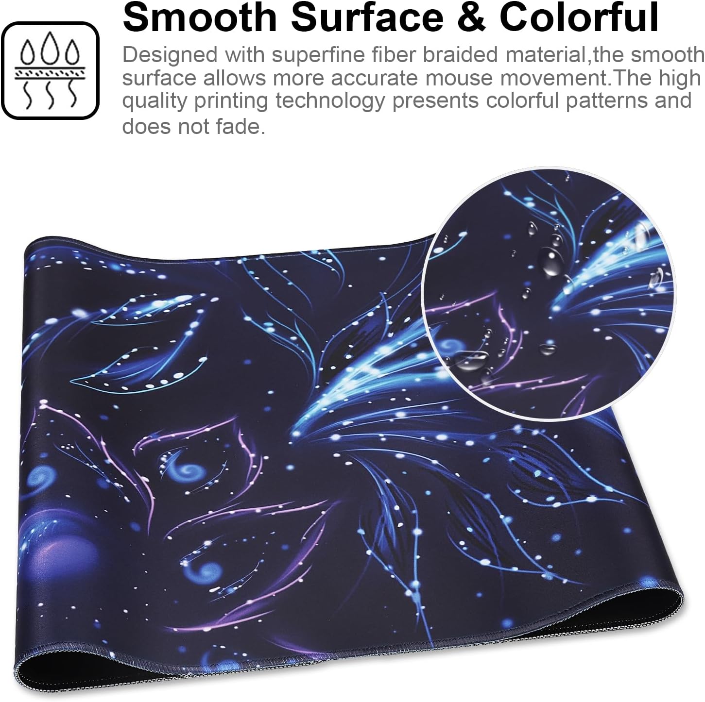 XXL Gaming Mouse Pad 35.4x15.7 Professional Large Mouse Pad & Computer Game Mouse Mat-90x40 Flowershape - 4