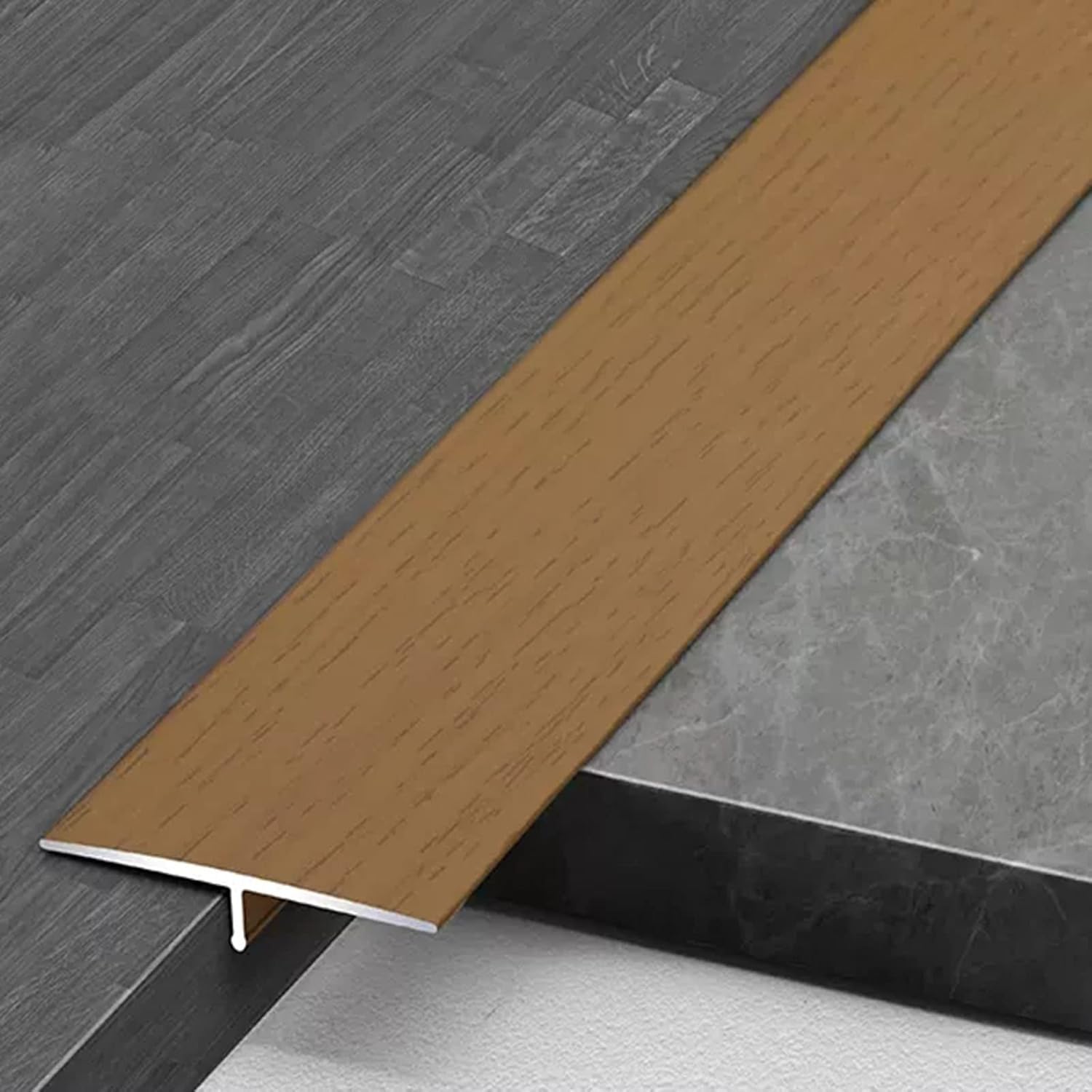 T Shape Transition Strip 1.6" Wide, Tile Floor to Carpet, Vinyl to Tile, Laminate Flooring to Wood, Aluminum Threshold, Gap-Less Set in (B 100cm/39.3" L)
