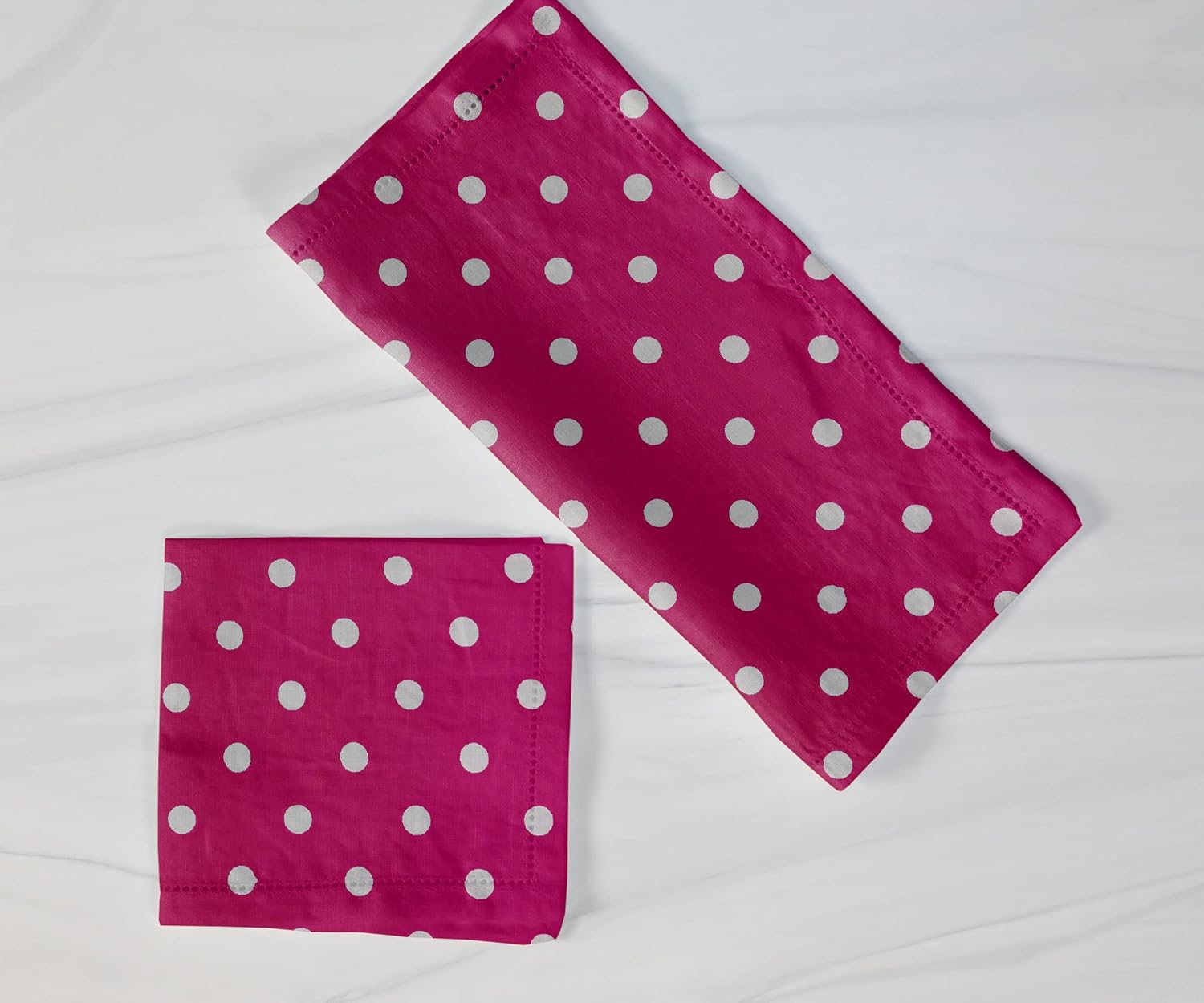 lovemyfabric Poly Cotton Small Dots Print 18"X18" Dinner Napkins for Dinner, Buffet Tables (4, White on Black)