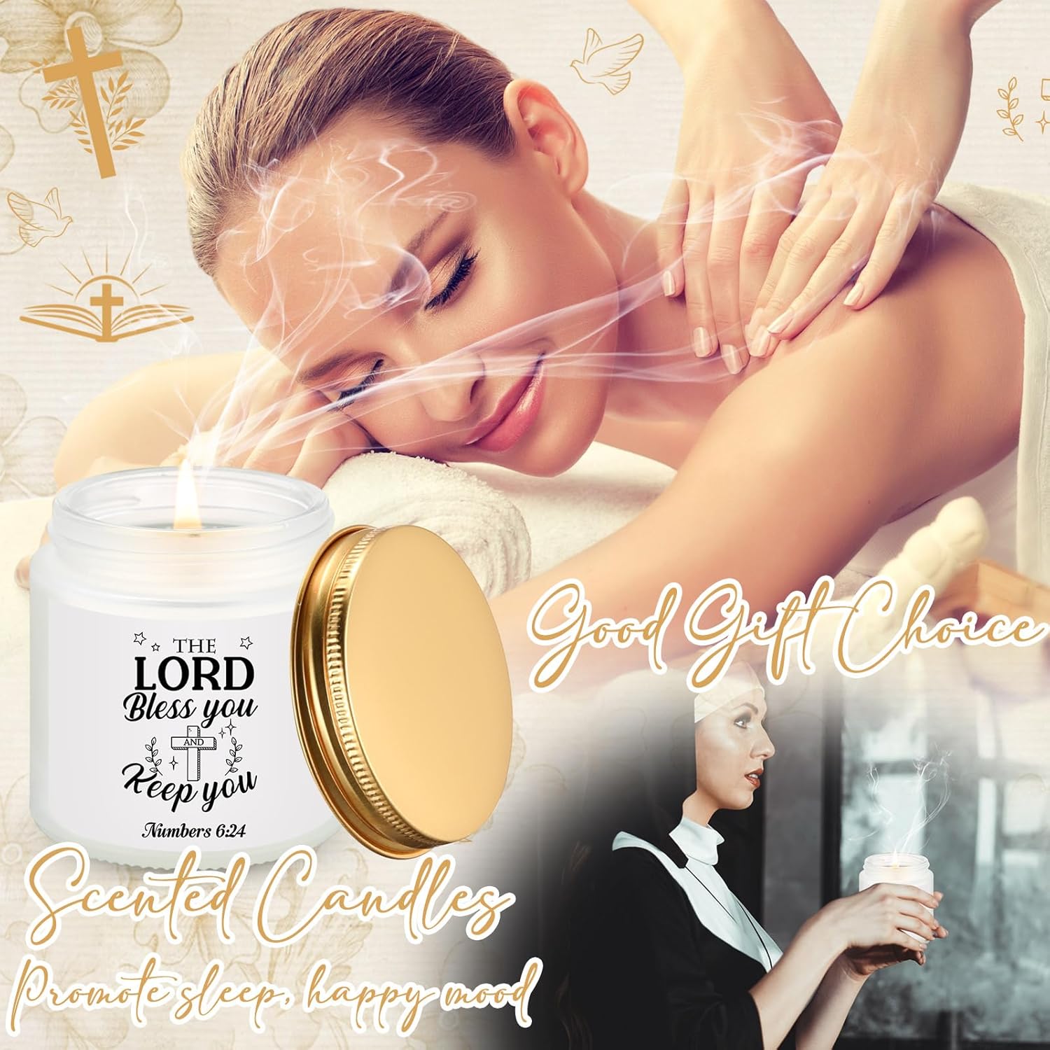 BBTO 12 Pcs Christian Scented Candles Bulk 3.5 oz Inspirational Christmas Gifts Bible Verse Candle for Women Coworkers Birthday Wedding Sunday School Church Appreciation Gifts(White)