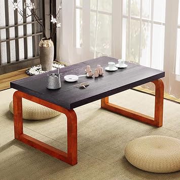 Portable Floor Folding Table Low Table Foldable Wood Desk for Sitting on The Bed or Floor, Picnic Desk Tea Coffee Tables Tatami Dining Tables for Living Room Camping Bedroom