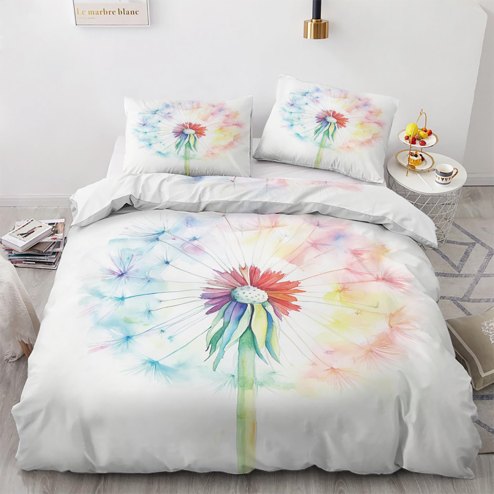 Poszwa na kołdrę 150 Mniszek lekarski 3 szt. Zestaw pościeli dla dorosłych, miękka poszwa na kołdrę z mikrofibry, 1 poszwa na kołdrę 220 x 240 cm + 2 poszewki na poduszki 50 x 75 cm 5G11X210707