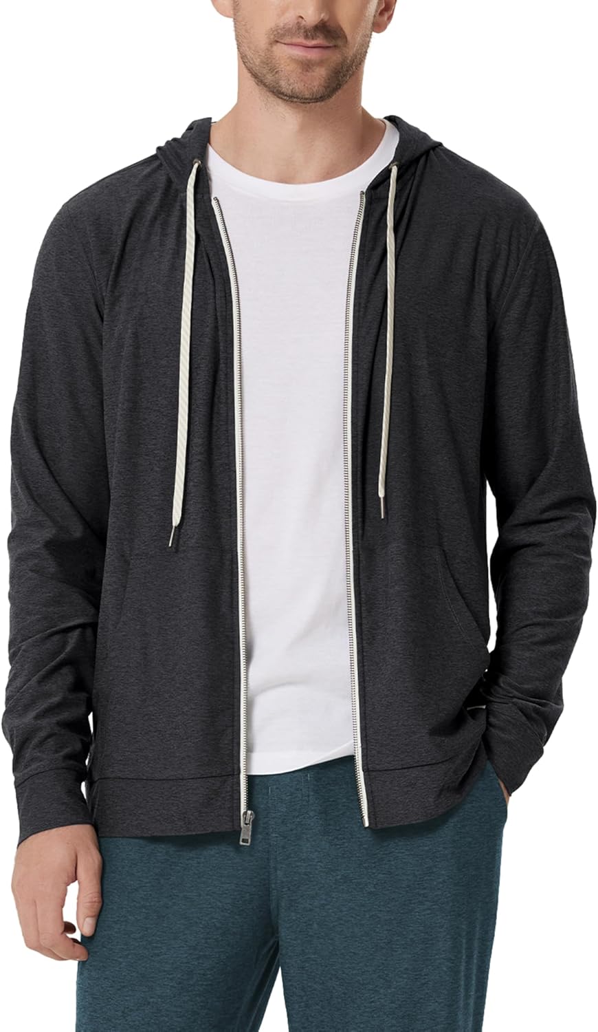 ODODOS Men's Full-Zip Hoodie - odSTRATUM Tech Ultra Soft Outfit UPF 50+ Performance Hooded Jacket with Pockets