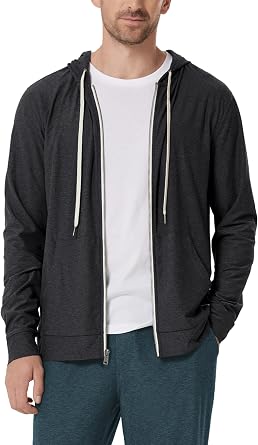 ODODOS Mens Full-Zip Hoodie - odSTRATUM Tech Ultra Soft Outfit UPF 50+ Performance Hooded Jacket with Pockets