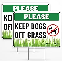 Vista 7 de Letrero con estaca con estaca con texto en inglés "Keep Dogs Off Lawn (Keep Dogs Off Gras"), de plástico corrugado, con texto en inglés "Please Keep