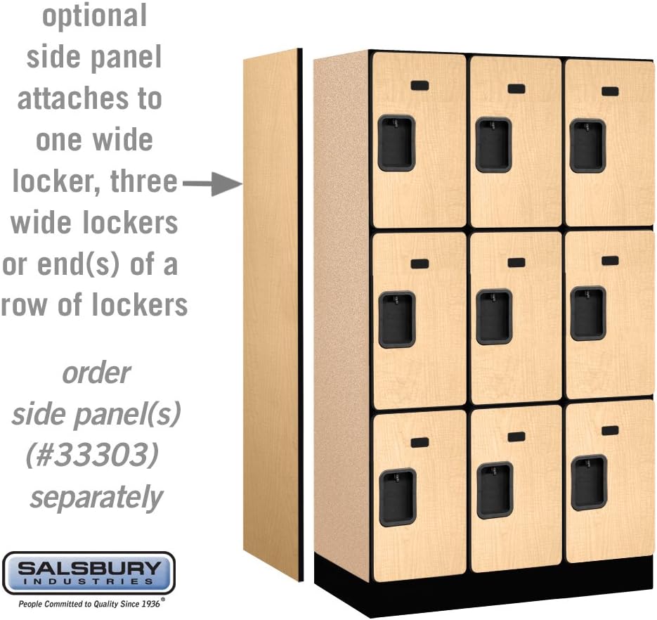 Salsbury Industries Triple Tier Designer Wood Locker, Maple, 5' 3" x 18"