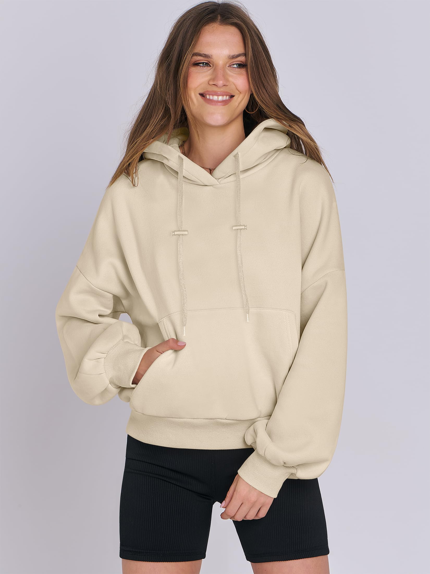 Damskie bluzy oversize z kapturem latarnia rękaw bluzy polarowe 2024 jesień luźny sweter nastolatki dziewczyny preppy top ubrania