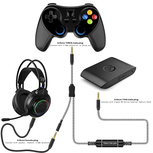 Miniatura 3 de Chat Link Pro Cable para Elgato HD60 SS+, HD 60 PRO, 4K 60 PRO, tarjeta de captura de juegos HD60 X, adaptador de cable de audio de chat para