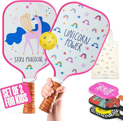 Miniatura 11 de Sportbit Kids Pickleball Paddles Set of 1 or 2 - Child Size Pickleball Paddle for Kids Small and Lightweight - Carbon Fiber Youth Pickleball Paddle
