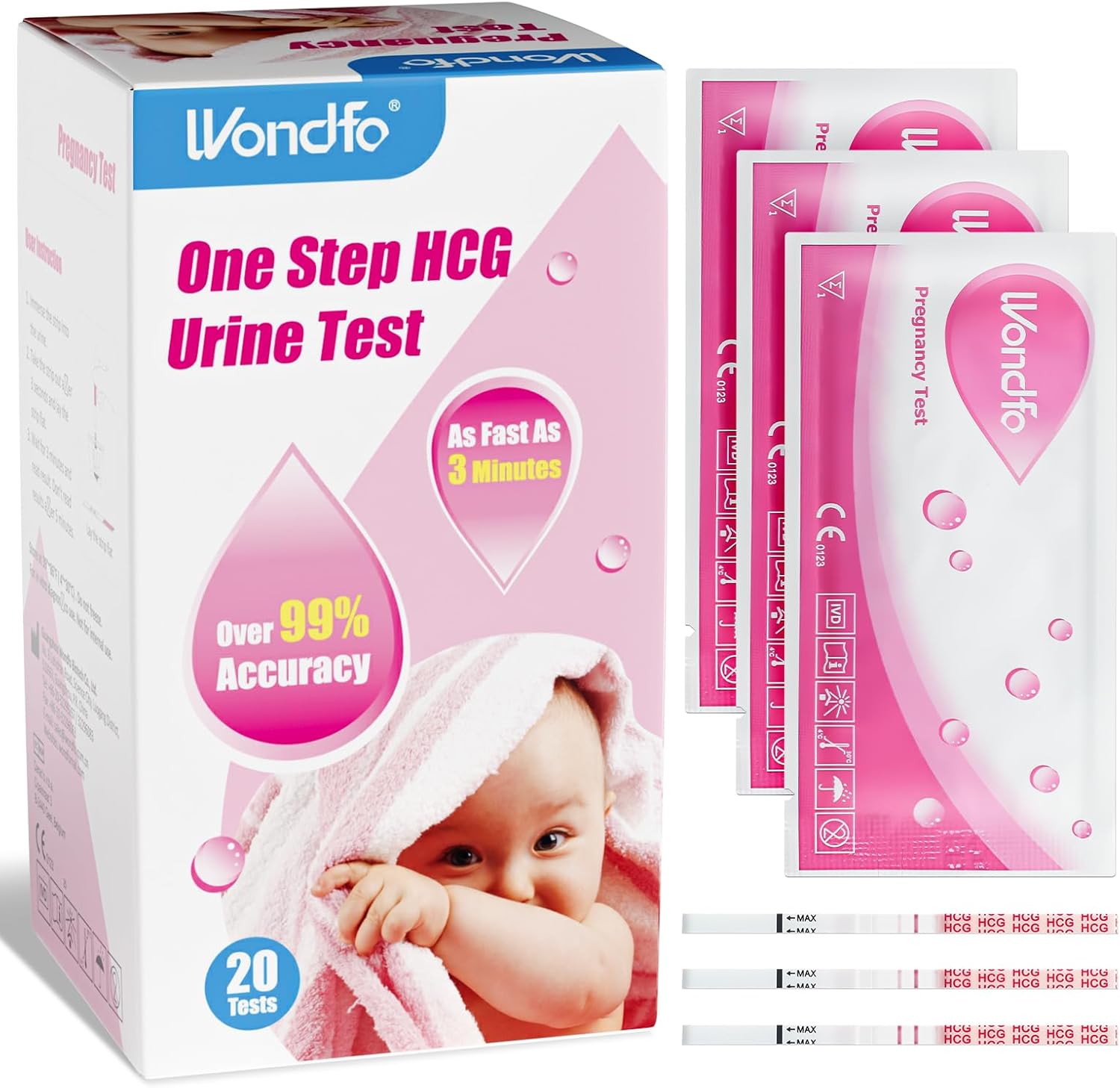 Wondfo Pregnancy Tests 10 mIU HCG Early Detection 20 x One Step Pregnancy Test Strips Amazon