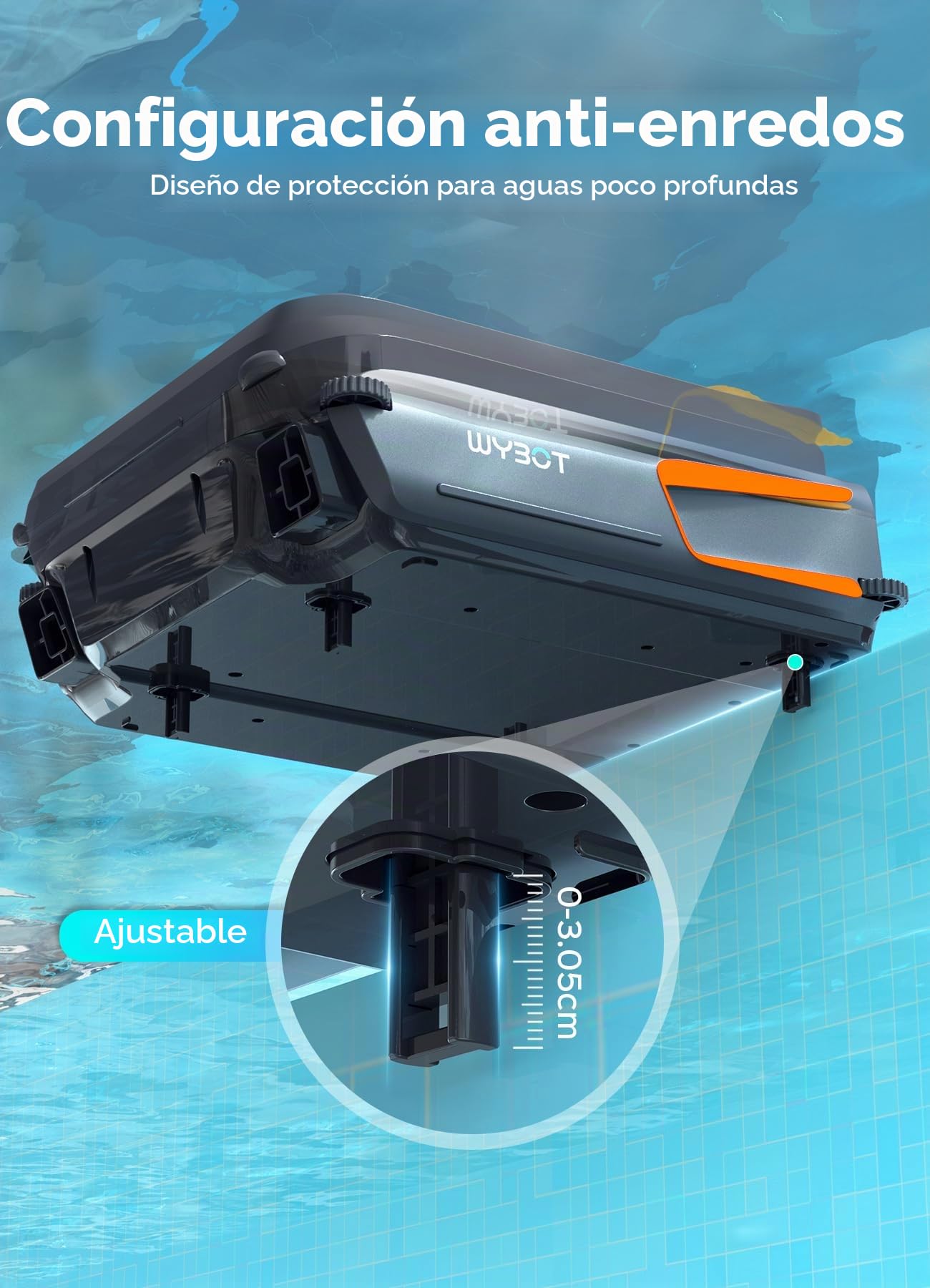 WYBOT F1 Skimmer Piscina con Energía Solar Y Batería, Limpia La Superficie del Agua Automáticamente, App Inteligente, Funciona 24h, para Toda Piscina-Robot Piscina Sin Cables,Naranja Oscuro