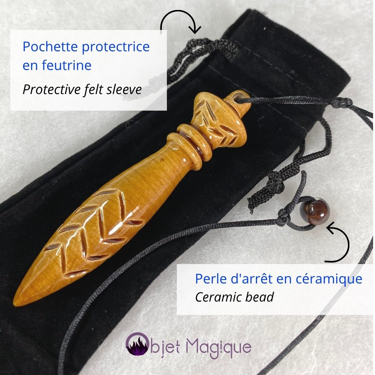 Pendule de Thot Artisanal | Pendule divinatoire égyptien pour Divination, Reiki, géobiologie. Esotérisme et spiritualité | en céramique Fait Main, Fait en France - BLEU