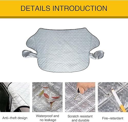 Miniatura 5 de 1 cubierta de nieve para parabrisas delantero de automóvil, resistente al viento, kit de protección universal para parabrisas para todas las