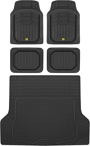 BDK Cat CAMT-9014 (4 piezas) - Alfombrillas grandes de goma para piso de coche con forro de carga para maletero, ajuste universal para adaptarse a