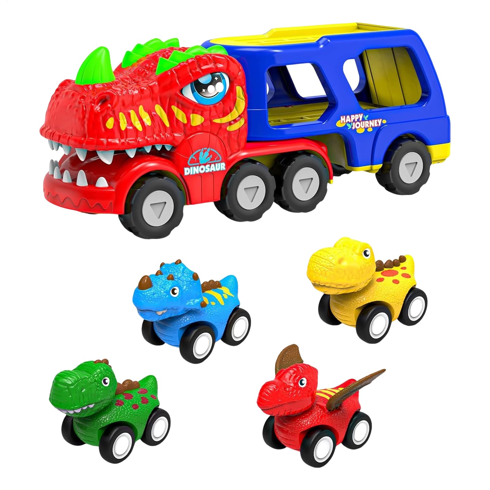 Camion Dinosauro Con Auto Tynosaurus Grande Camion Elettrico Con 4 | Figurine Dinosauri Veicoli Set Per Età Prescolare E Studenti