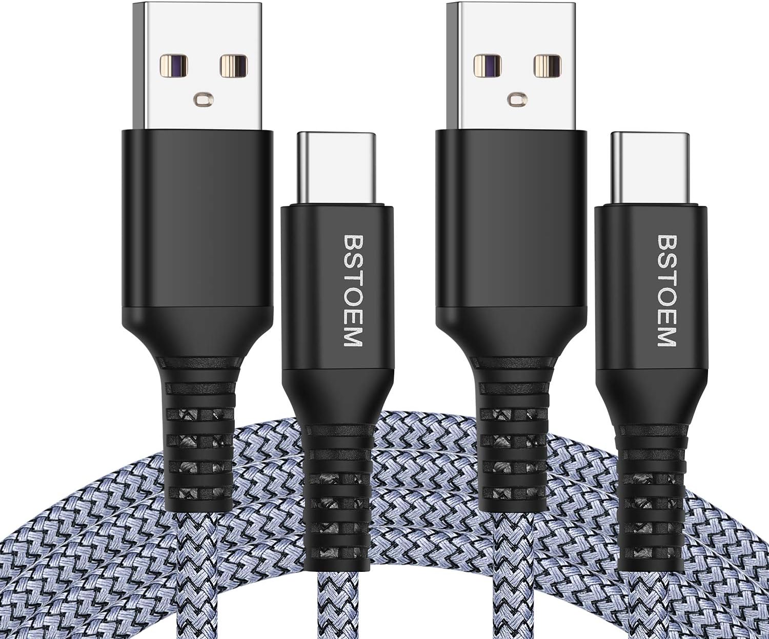 Long USB Type C Cable 3A Fast Charging, BSTOEM 2Pack 7ft USB-A to Type-C Quick Charger Braided Cord Compatible with Samsung Galaxy S10 S10E S9 S8 Plus Note 10 9 8,Moto Z,LG USB C Charge