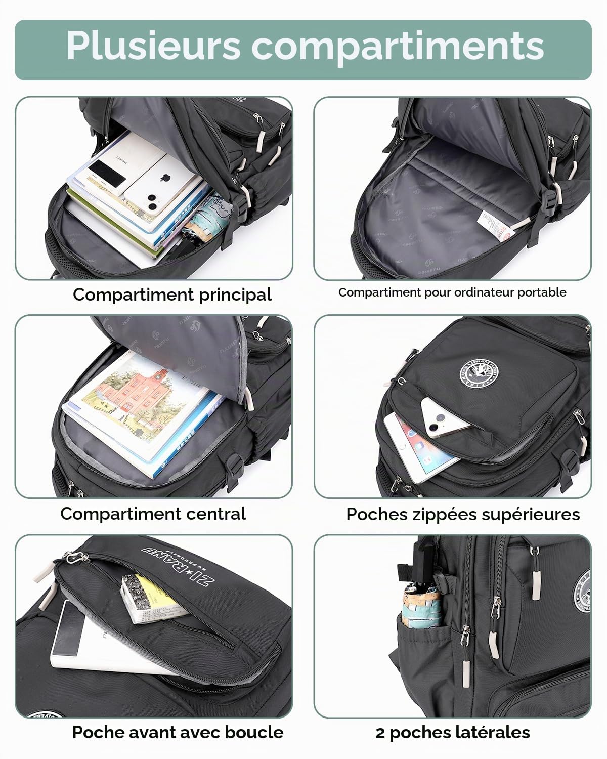Tanou Cartable a Roulettes pour Garçons, Sac à Dos Scolaire avec 6 Roues | 30L, Imperméable Trolley Daypack Adolescents Décontracté pour le Collège et le Lycée, Gris