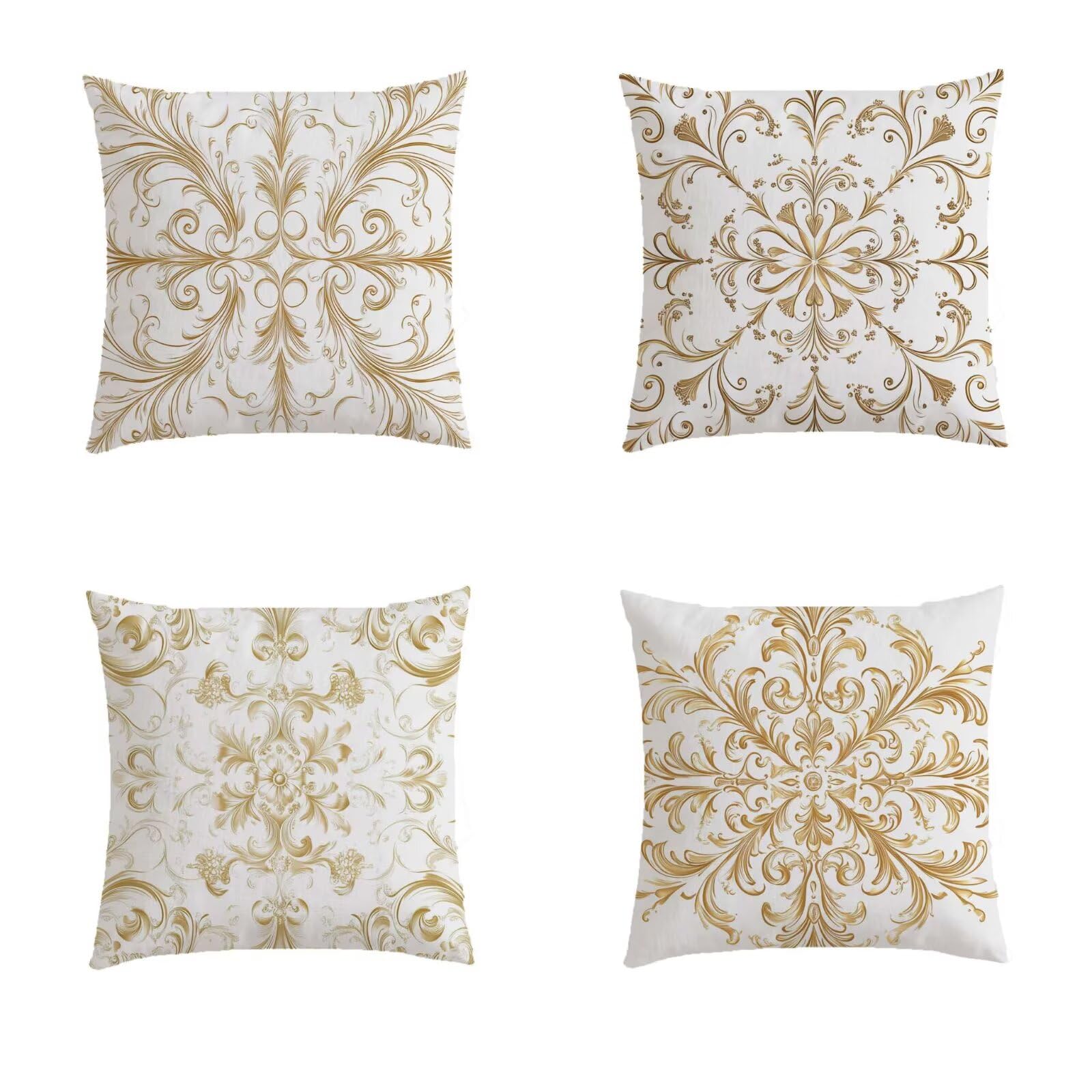 Housse coussin exterieur 70x70 waterproof or boheme lot de 4