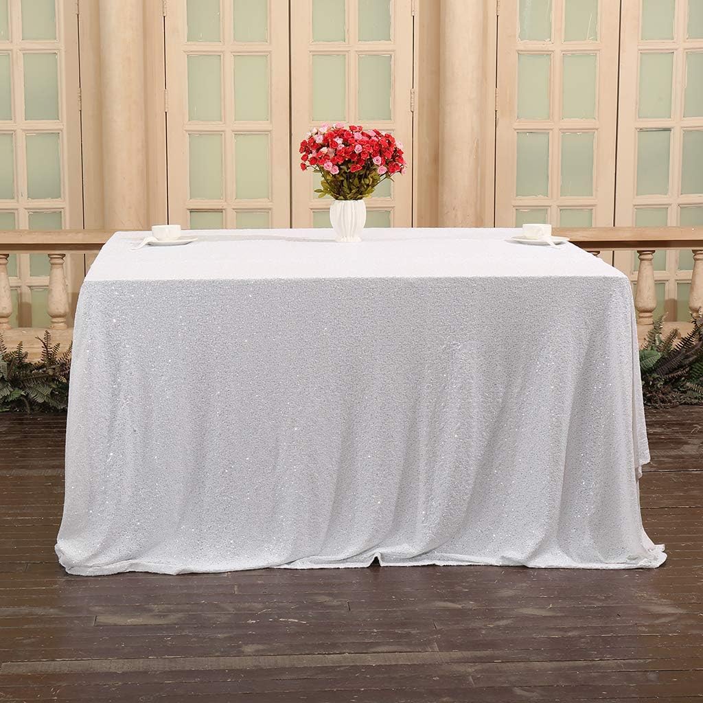 Eternal Beauty Sequin Tablecloths Rectangle White 127 x 183 cm wedding Halloween Chrismas Party Banquet New Year’s Day