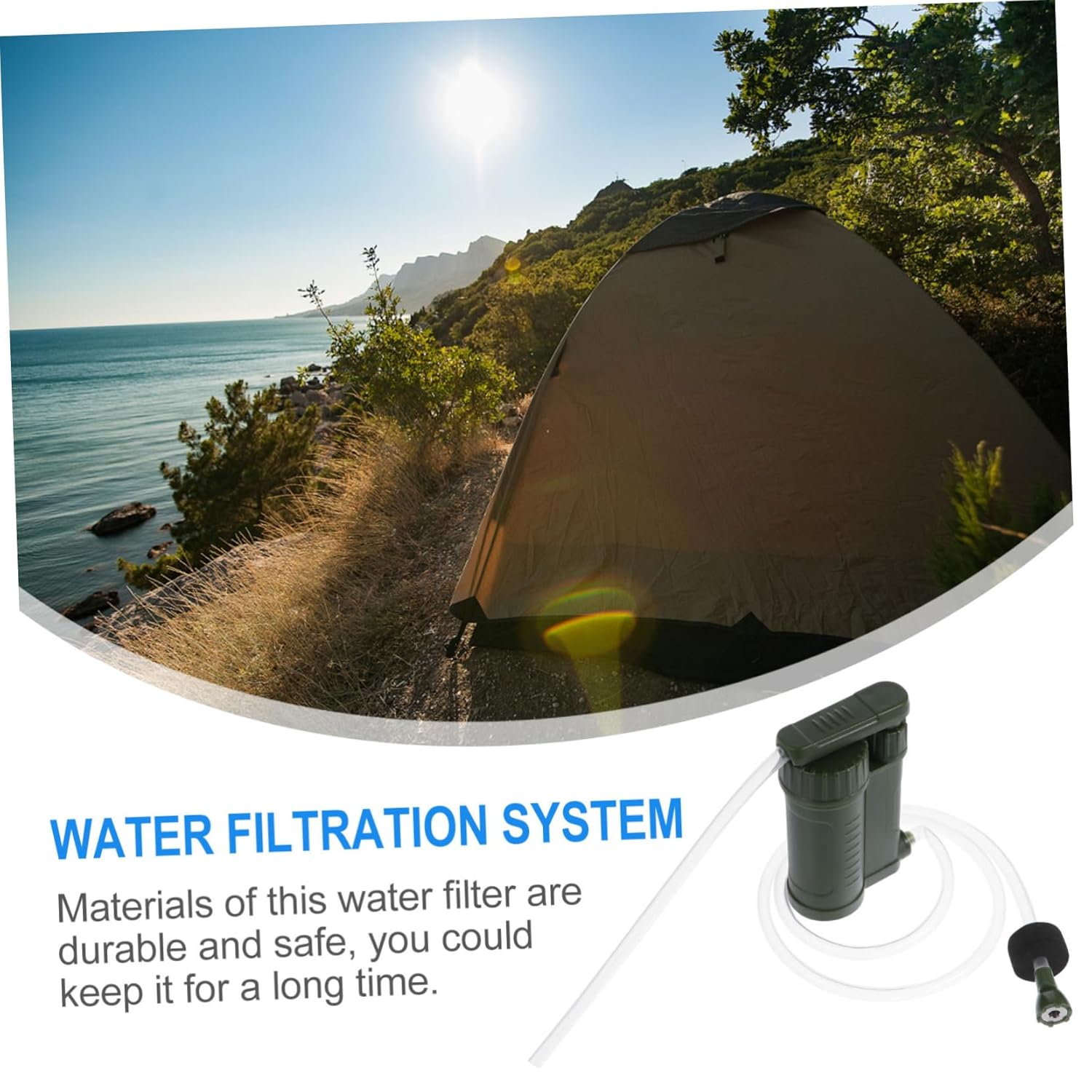 1pc Portable Emergency Water Pump Lightweight Outdoor Purifier for Camping Removes Sediment Easy to Carry for Survival Travel