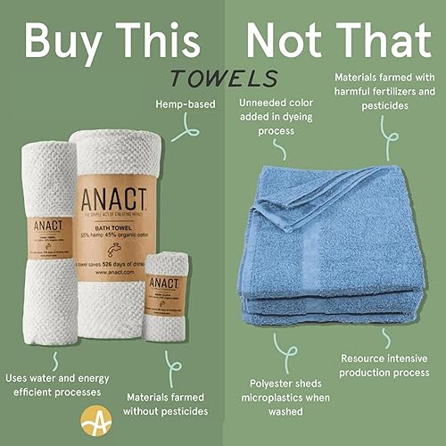 Miniatura 3 de Juego de toallas de baño de cáñamo, paquete de 3 toallas de baño orgánicas, ecológicas, absorbentes, sostenibles de calidad de spa con algodón