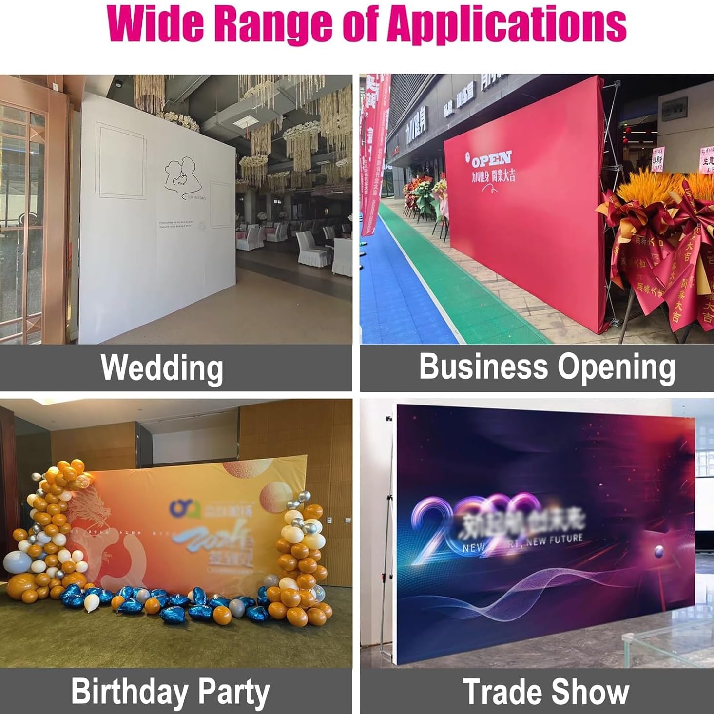 Espositore pop-up portatile in tessuto tensionato,struttura for stand pieghevole con fondale tensionato,stand espositivo in tessuto for fiere,for feste di compleanno,matrimoni, mostre, eventi e fiere(