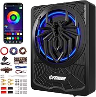 feikeer 10" 1200W RGB Slim Underseat Subwoofer with Amp - Deep Bass Control for Truck SUV Jeep MPV