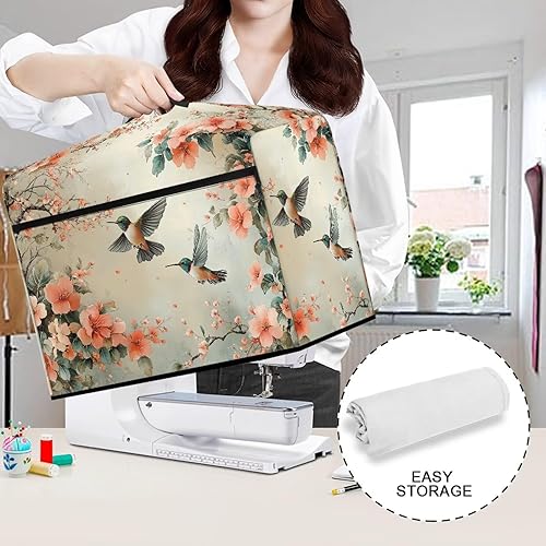 Miniatura 153 de Funda para máquina de coser de mariposas y flores con prácticos bolsillos, funda protectora con asa, para la mayoría de máquinas de coser estándar