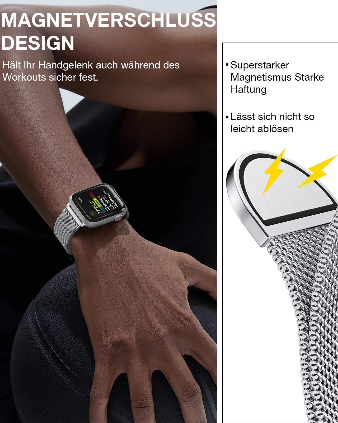 OULUOQI Cinturino di ricambio compatibile con cinturino Apple Watch 44mm 46mm(Series 10) 45mm 49mm, bracciali milanesi in acciaio inossidabile per iWatch serie 11 10 9 8 7 6 5 4 3 Ultra3/2/1