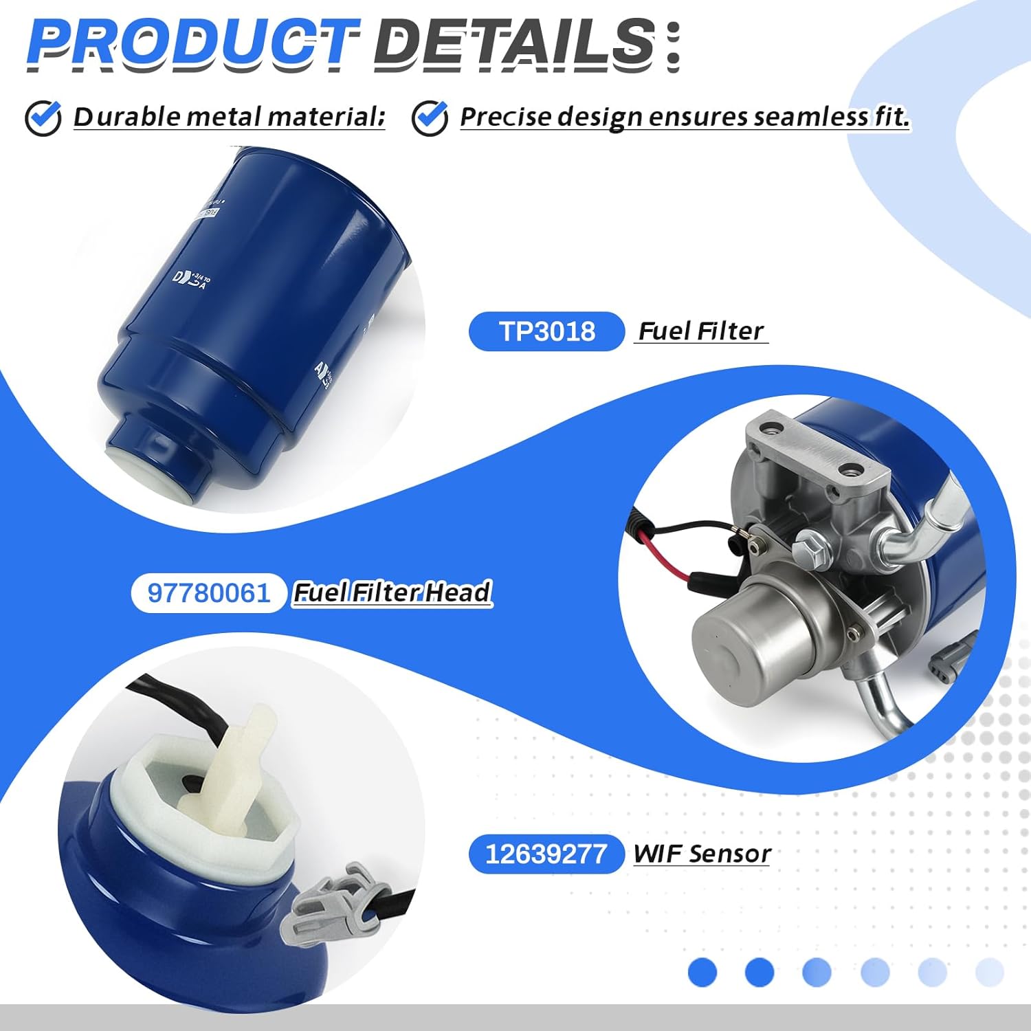 PTNHZ 6.6L LB7 Duramax Fuel Filter Housing Assembly Compatible With 2001-2004 Chevy Silverado GMC Sierra 2500 HD/3500 w/Fuel Filter Head & WIF Sensor TP3018 97780061 12639277