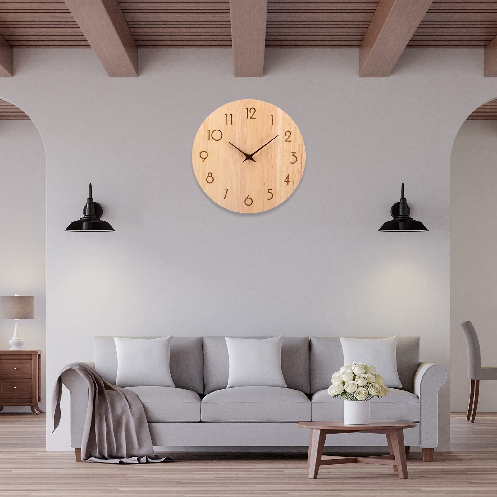 ACCSHINE Vintage Wandklok, Niet-tikkend, Stil, 30 Cm, Romeins Cijfer Kwarts Groot Batterijgevoed Gemakkelijk Af Te Lezen Voor Kamer Thuis Keuken Kantoor School Slaapkamer